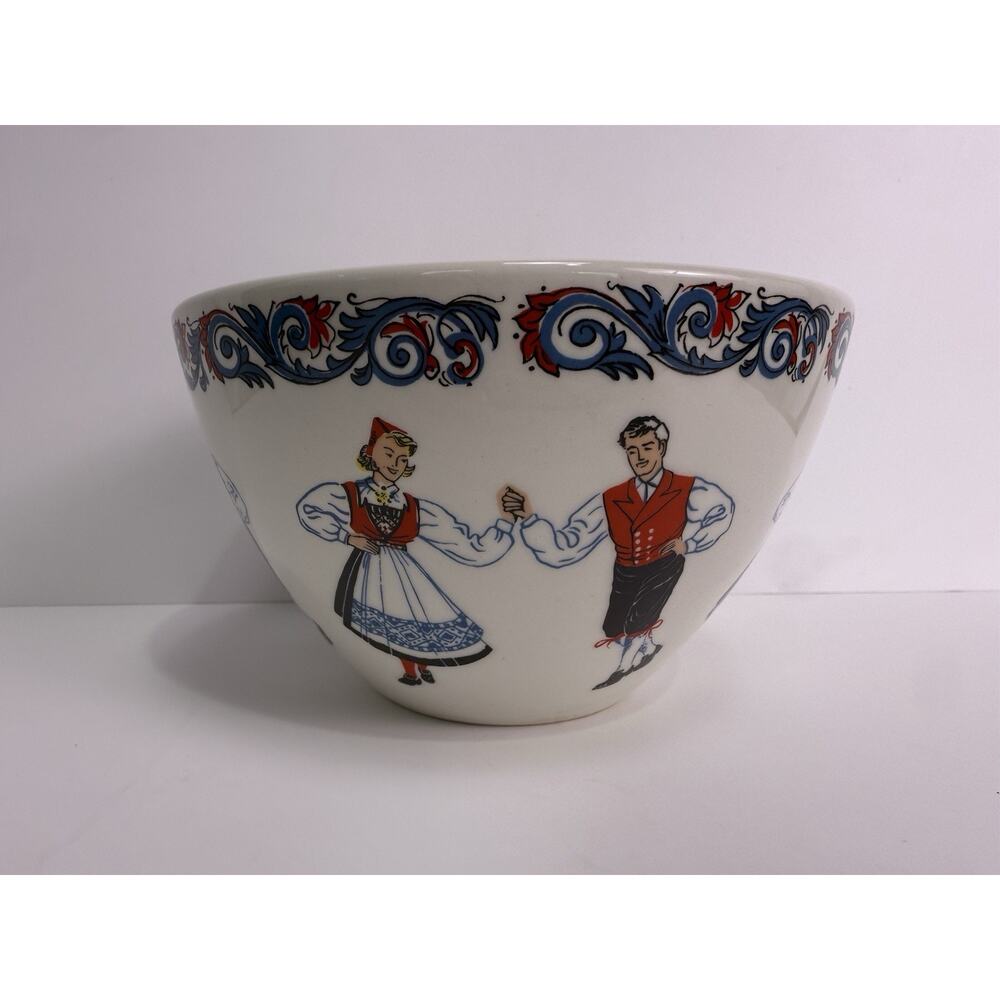 Figgjo Norway Hardanger Dancers Small Ceramic Serving Bowl Scandinavian Folk